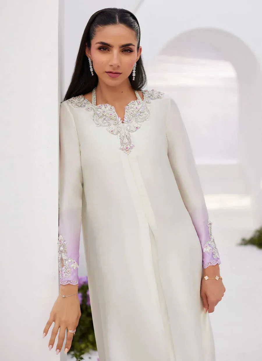 Farah Talib Aziz Zaza Luxe Pret 24 Silver Raw Silk – view 3 – Poshaq