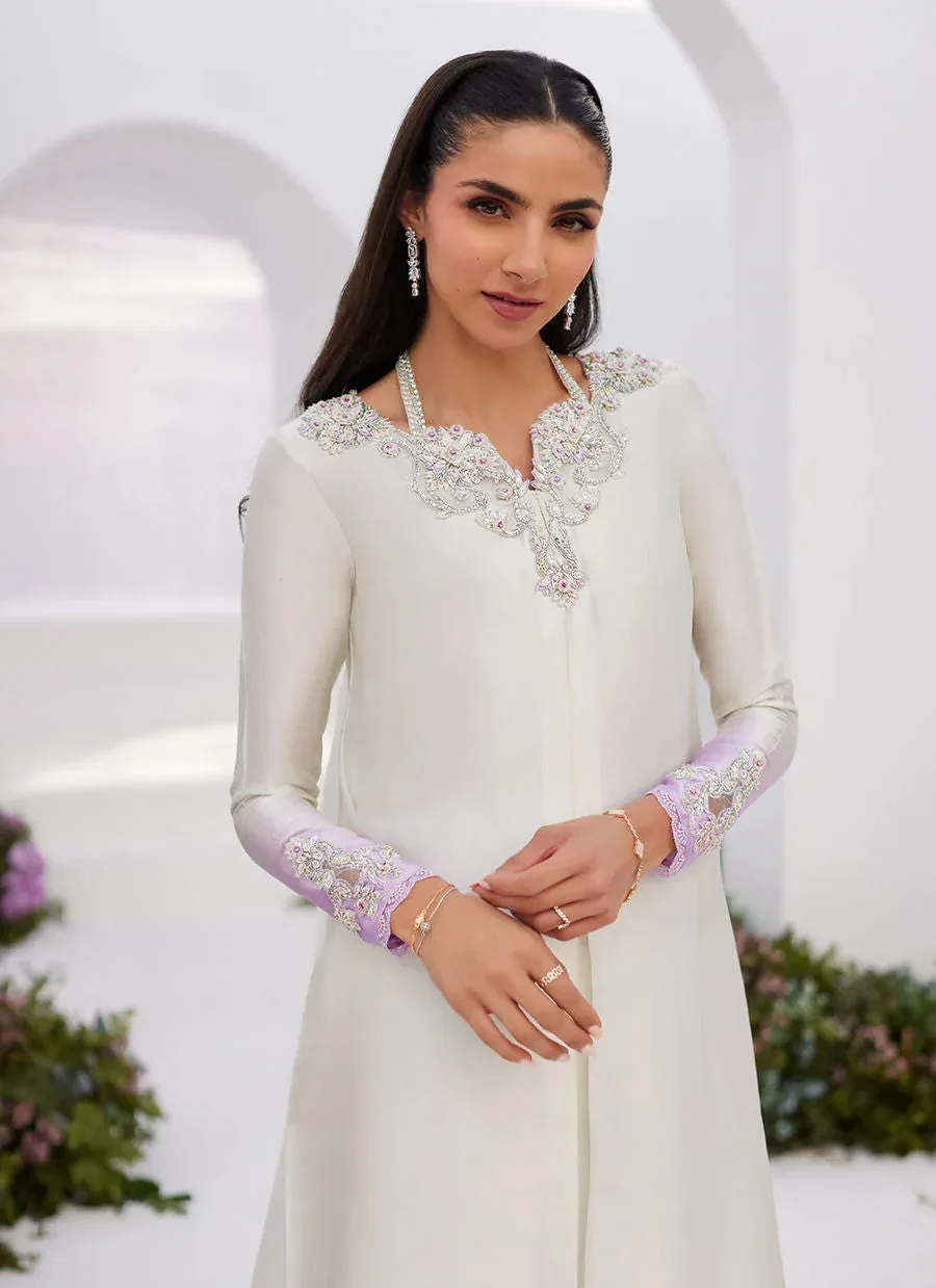 Farah Talib Aziz Zaza Luxe Pret 24 Silver Raw Silk – view 4 – Poshaq