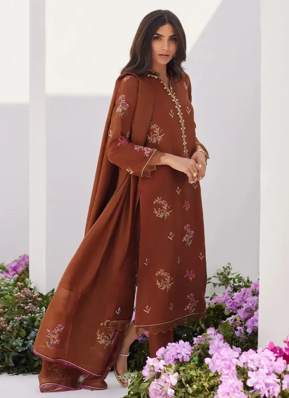 Farah Talib Aziz Zaza Luxe Pret 24 Magenta Raw Silk – view 1 – Poshaq