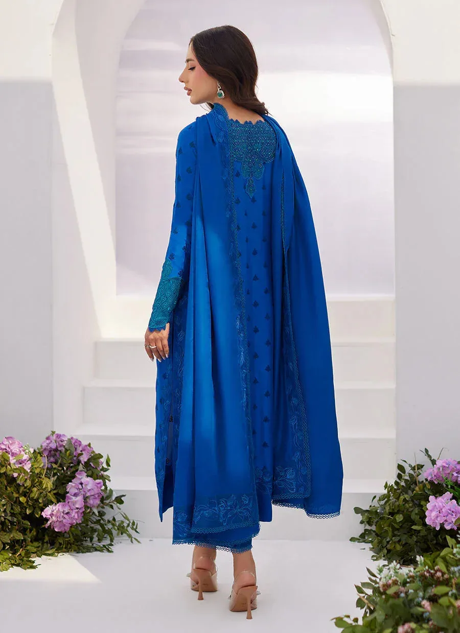 Farah Talib Aziz Zaza Luxe Pret 24 Blue Raw Silk – view 2 – Poshaq