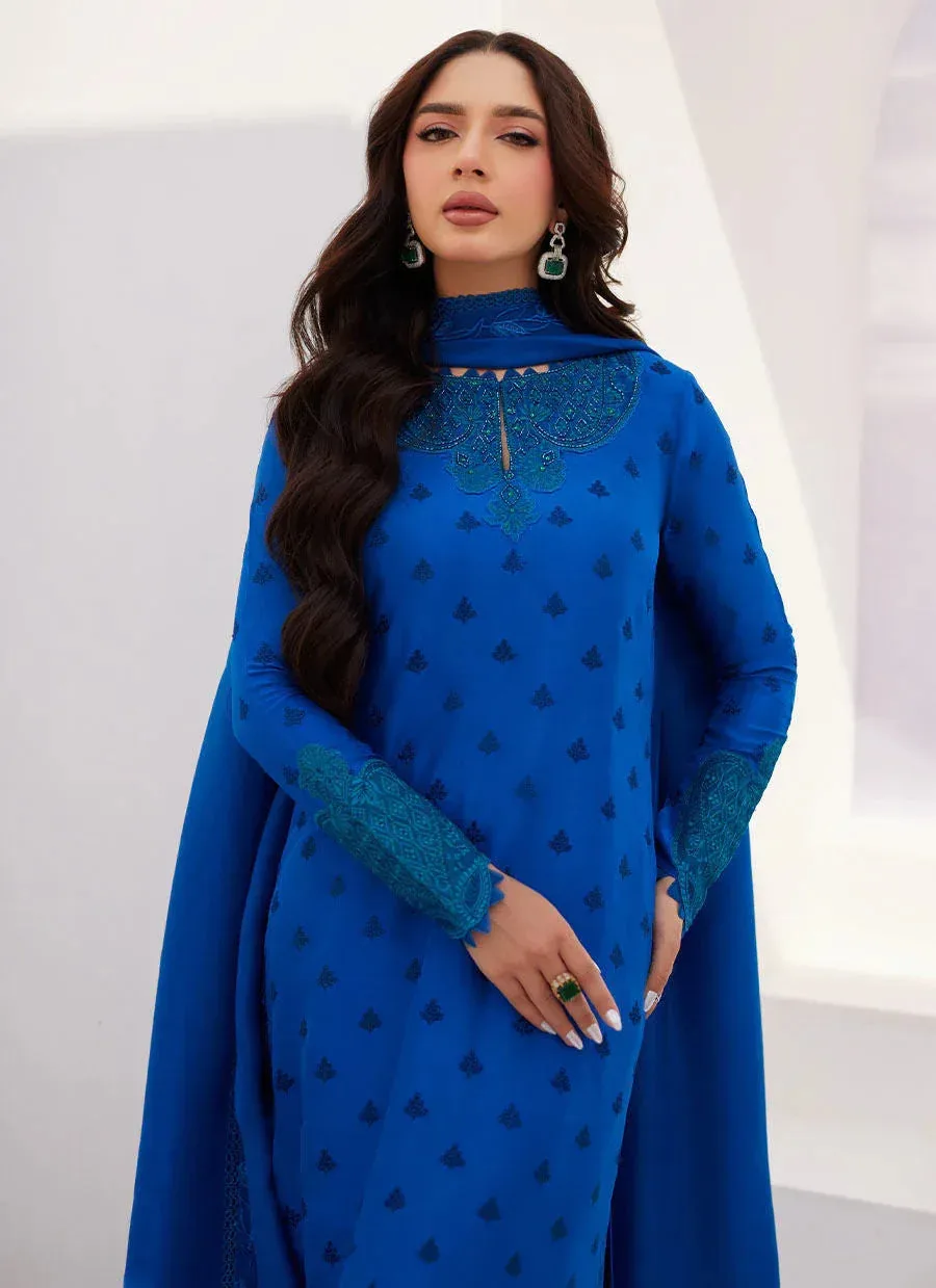 Farah Talib Aziz Zaza Luxe Pret 24 Blue Raw Silk – view 3 – Poshaq