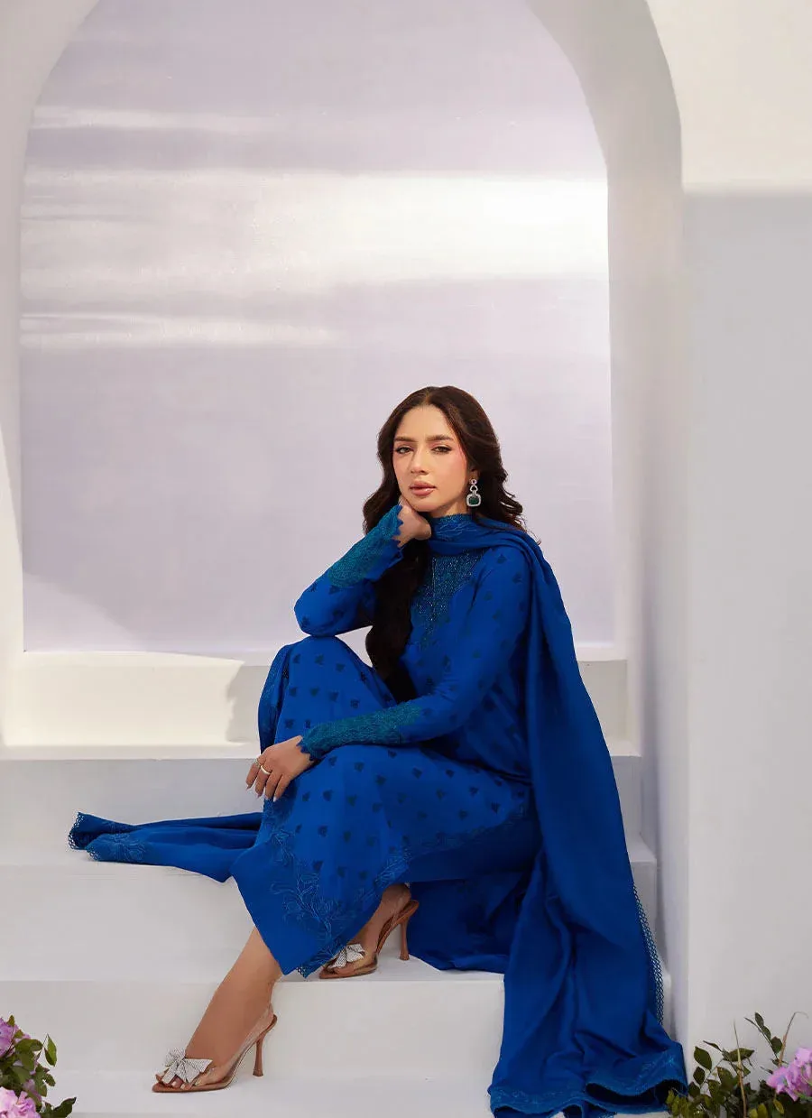 Farah Talib Aziz Zaza Luxe Pret 24 Blue Raw Silk – view 5 – Poshaq