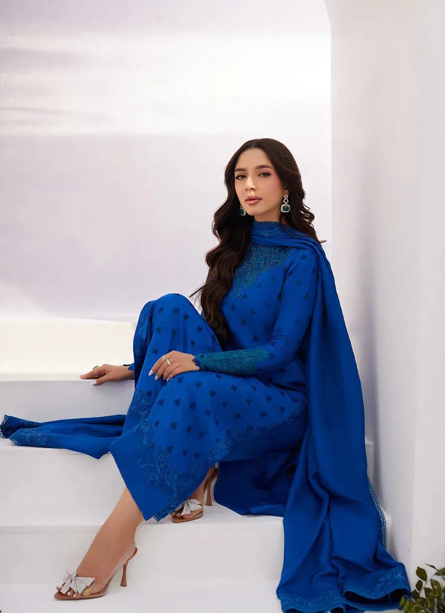 Farah Talib Aziz Zaza Luxe Pret 24 Blue Raw Silk – view 6 – Poshaq