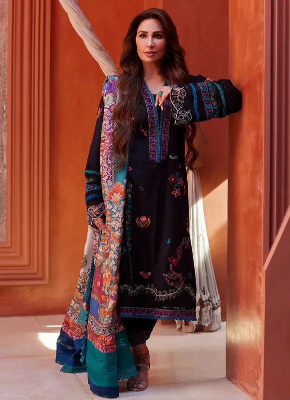 Farah Talib Aziz Suay Lawn 24 Black Jacquard – view 1 – Poshaq