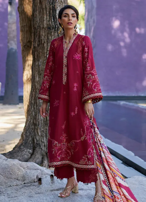 Farah Talib Aziz Suay Lawn 24 Red Jacquard – view 1 – Poshaq