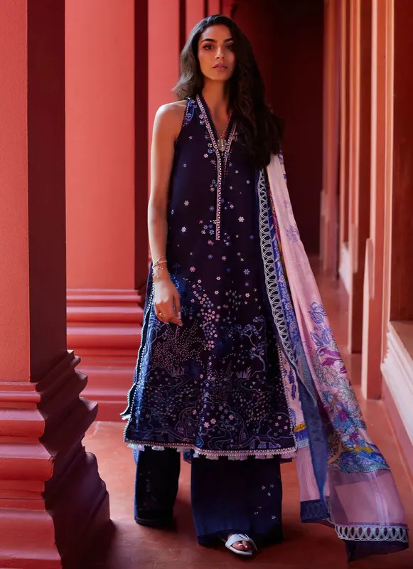 Farah Talib Aziz Suay Lawn 24 Blue Jacquard – view 1 – Poshaq