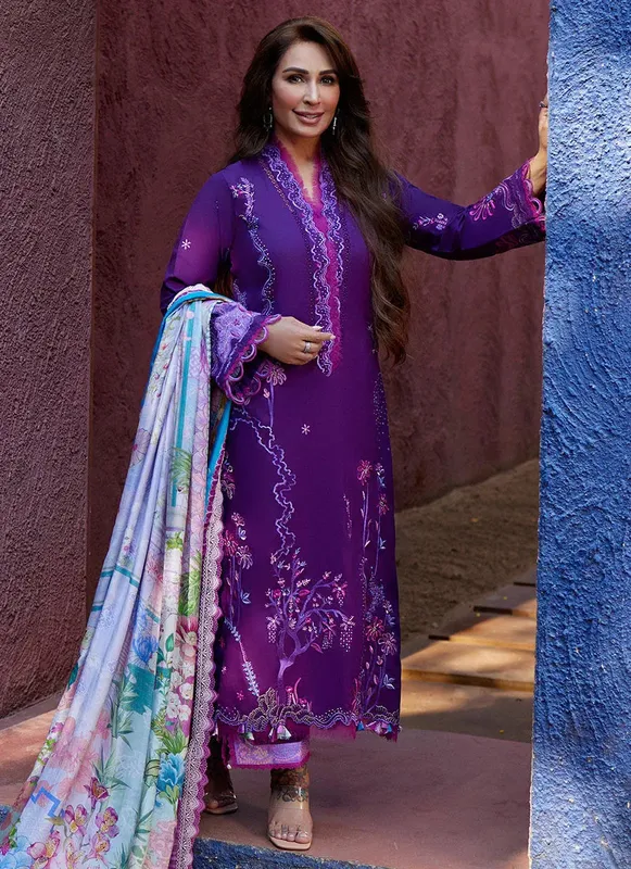 Farah Talib Aziz Suay Lawn 24 Purple Jacquard – view 1 – Poshaq