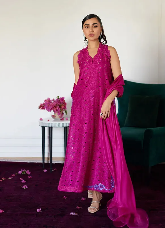 Farah Talib Aziz Luna Eid Collection 24 Purple Raw Silk – view 1 – Poshaq