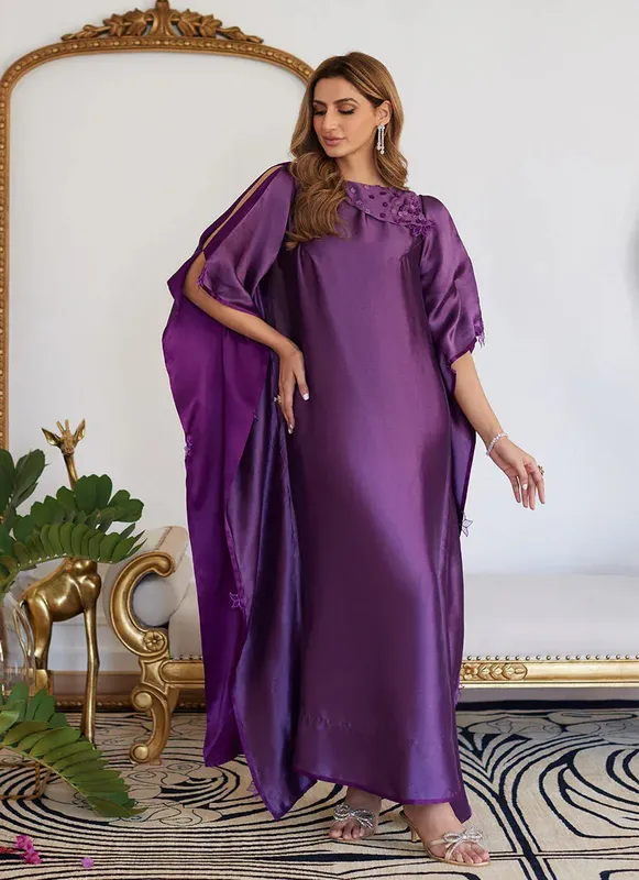 Farah Talib Aziz Luna Eid Collection 24 Purple Raw Silk – view 1 – Poshaq