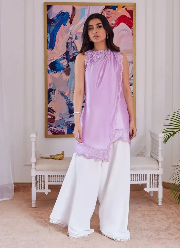 Farah Talib Aziz Luna Eid Collection 24 Lavender Raw Silk – view 1 – Poshaq