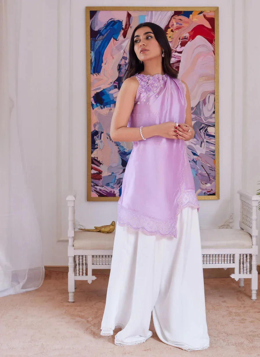 Farah Talib Aziz Luna Eid Collection 24 Lavender Raw Silk – view 3 – Poshaq