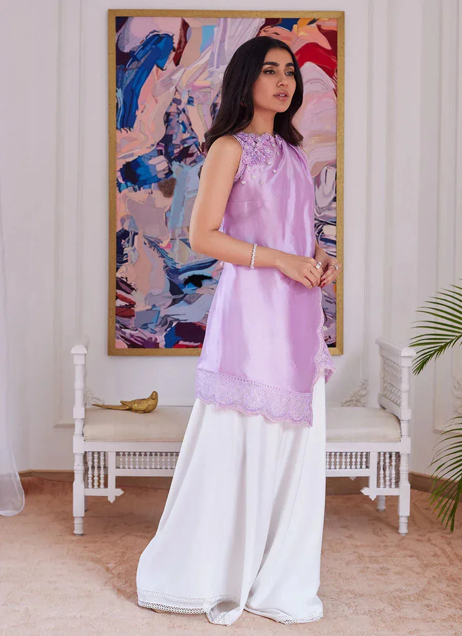 Farah Talib Aziz Luna Eid Collection 24 Lavender Raw Silk – view 4 – Poshaq