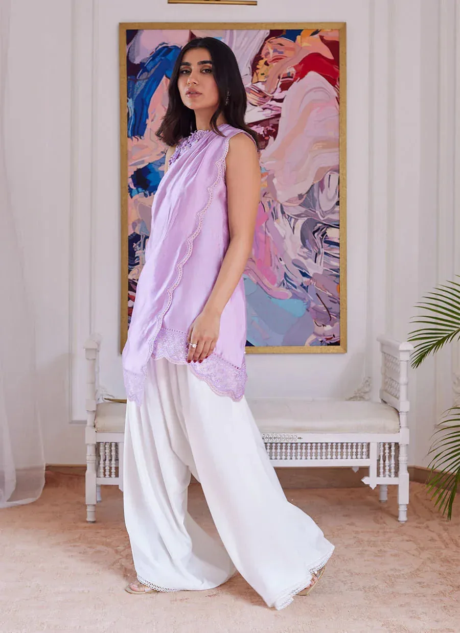 Farah Talib Aziz Luna Eid Collection 24 Lavender Raw Silk – view 5 – Poshaq