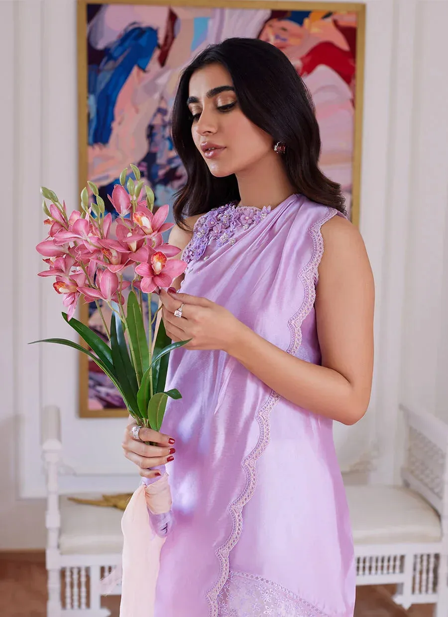 Farah Talib Aziz Luna Eid Collection 24 Lavender Raw Silk – view 6 – Poshaq