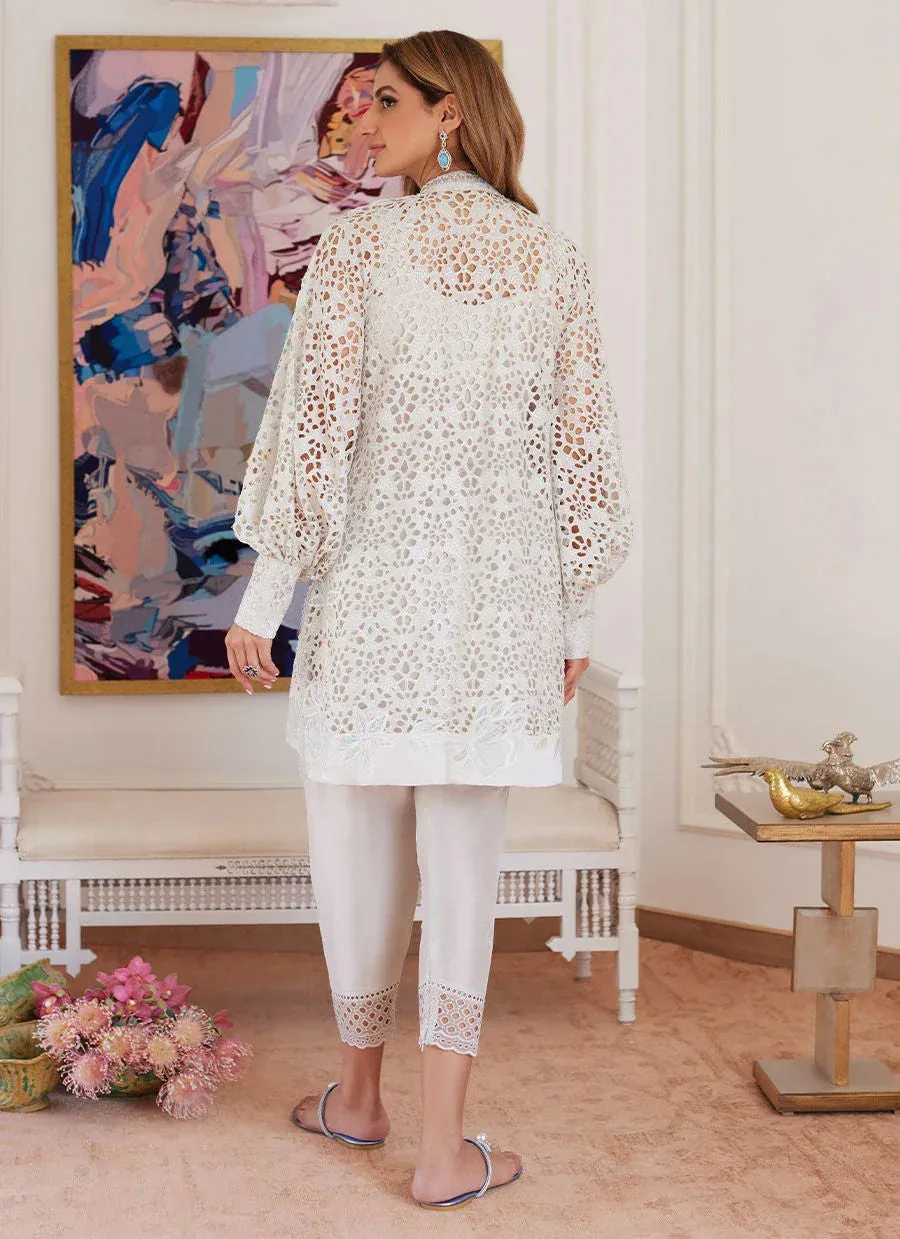 Farah Talib Aziz Luna Eid Collection 24 Ivory Raw Silk – view 2 – Poshaq