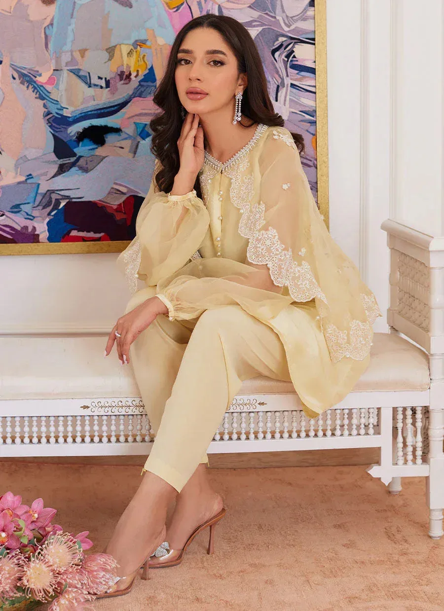 Farah Talib Aziz Luna Eid Collection 24 Yellow Raw Silk – view 3 – Poshaq