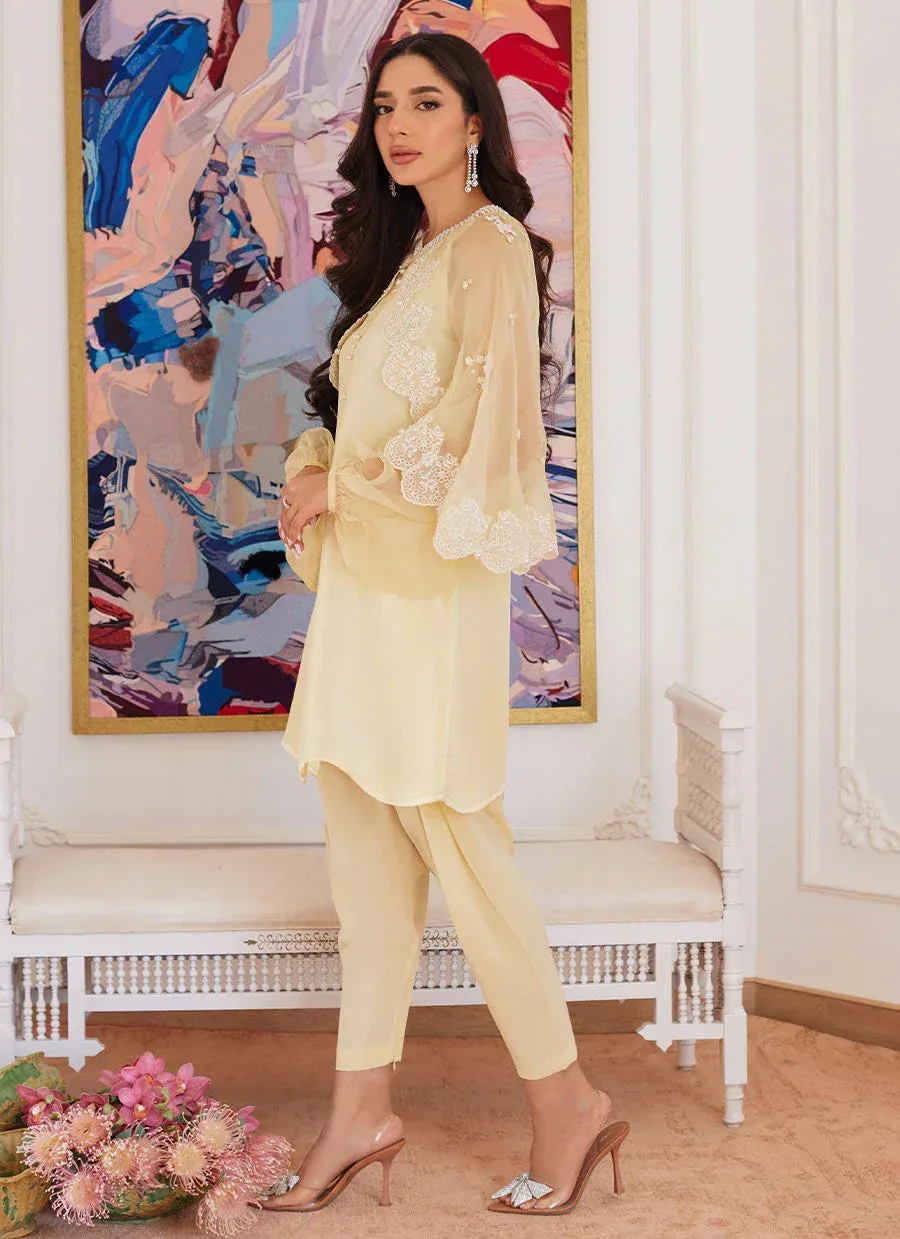 Farah Talib Aziz Luna Eid Collection 24 Yellow Raw Silk – view 4 – Poshaq