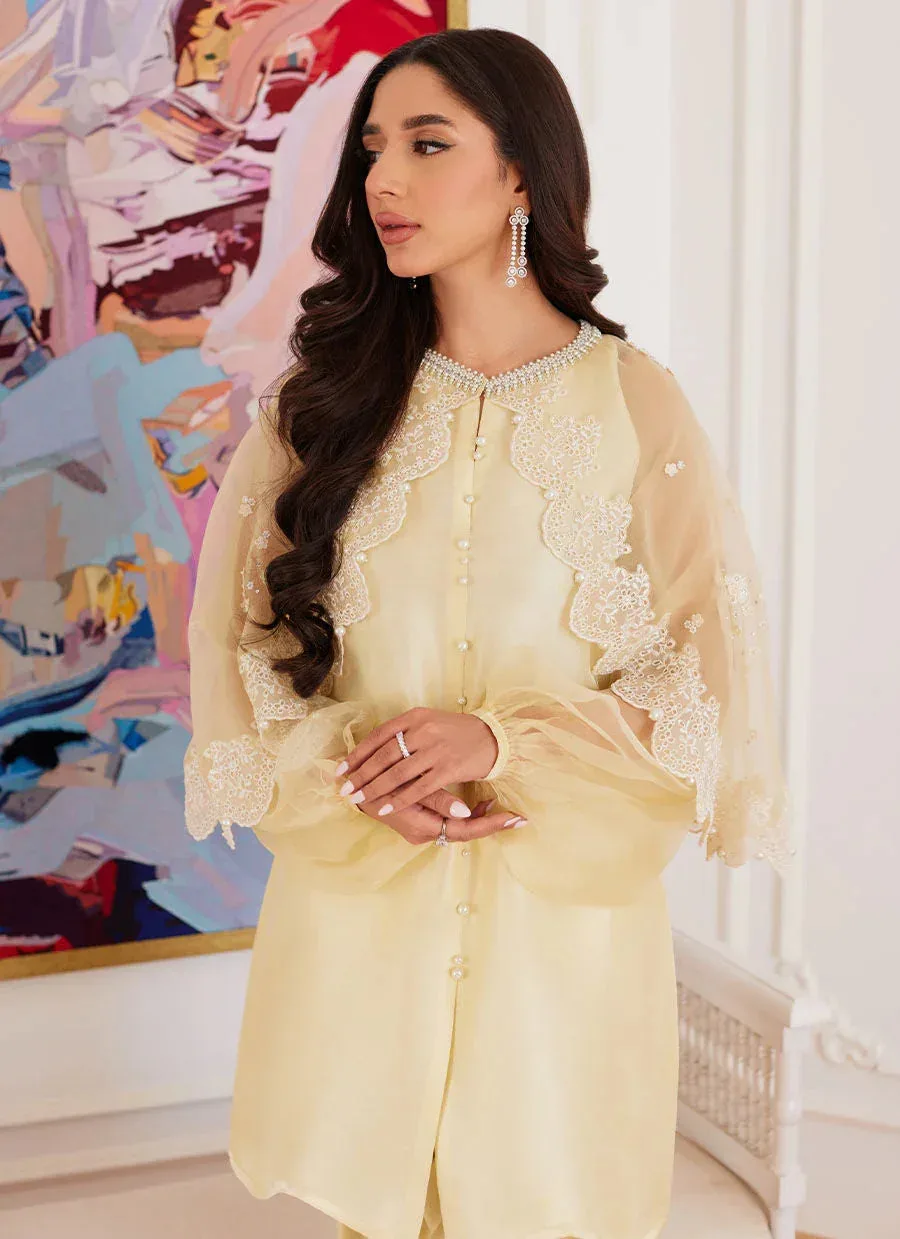 Farah Talib Aziz Luna Eid Collection 24 Yellow Raw Silk – view 5 – Poshaq