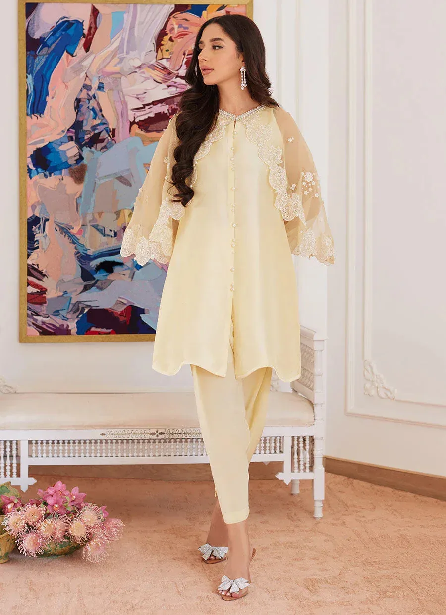 Farah Talib Aziz Luna Eid Collection 24 Yellow Raw Silk – view 7 – Poshaq