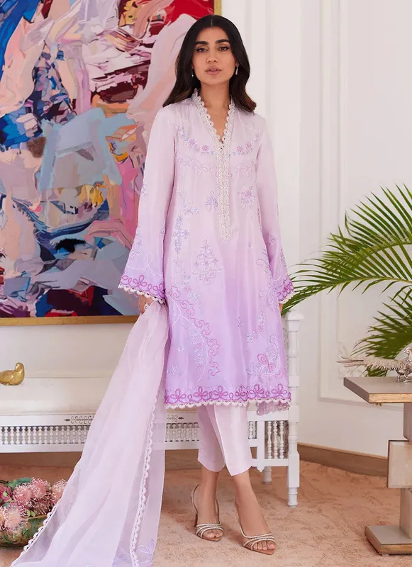 Farah Talib Aziz Luna Eid Collection 24 Lavender Raw Silk – view 1 – Poshaq