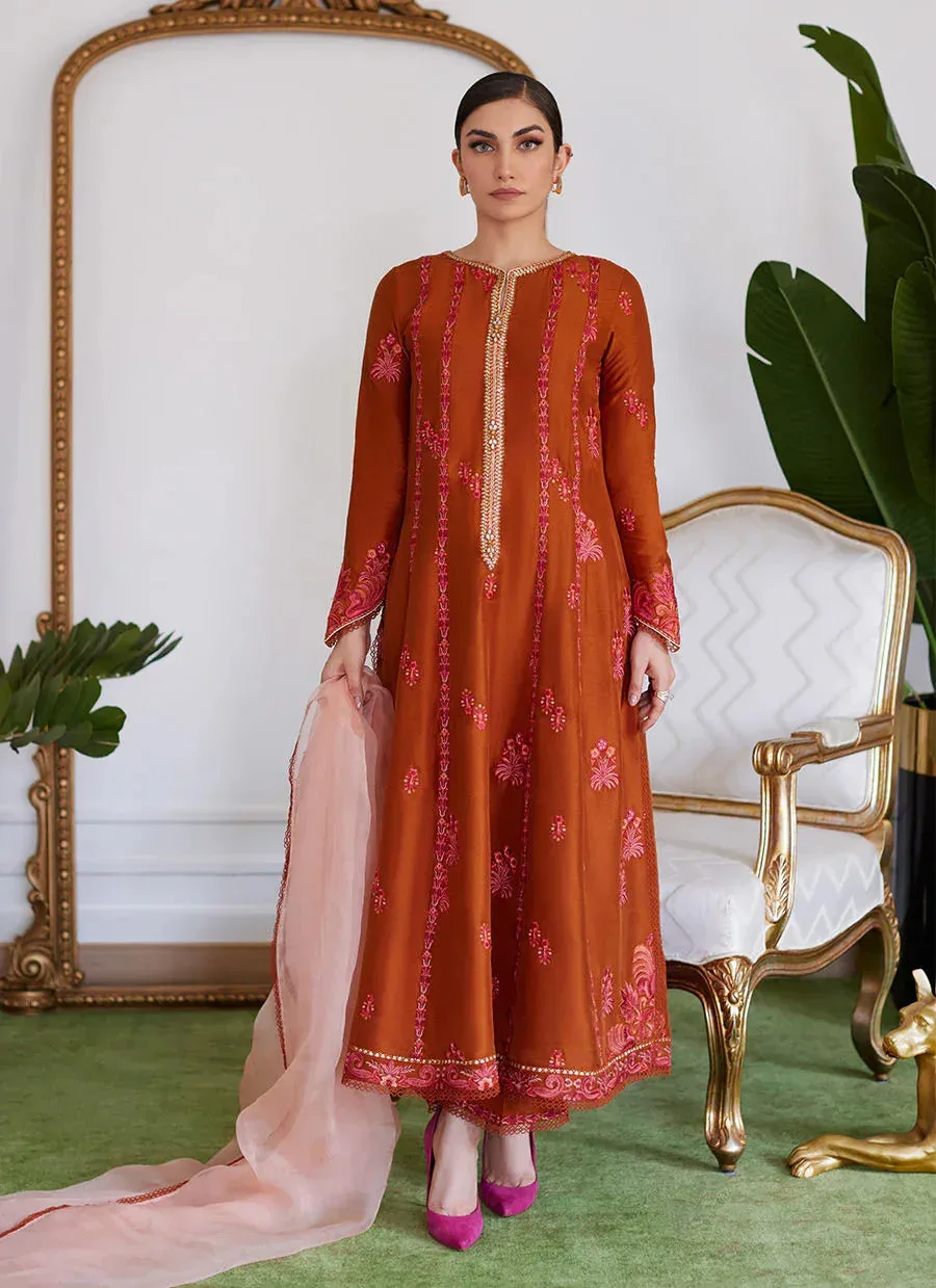 Farah Talib Aziz Luna Eid Collection 24 Pink Raw Silk – view 1 – Poshaq