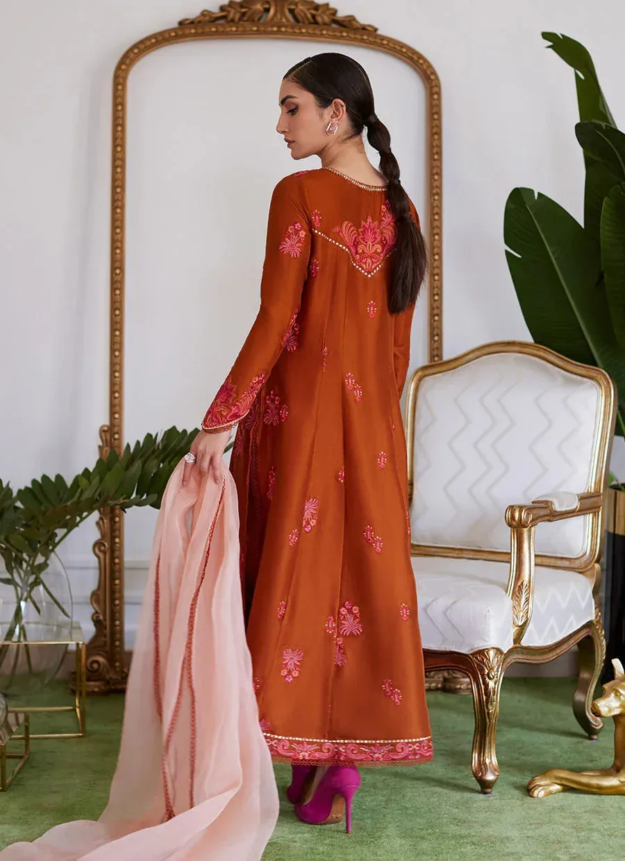 Farah Talib Aziz Luna Eid Collection 24 Pink Raw Silk – view 2 – Poshaq