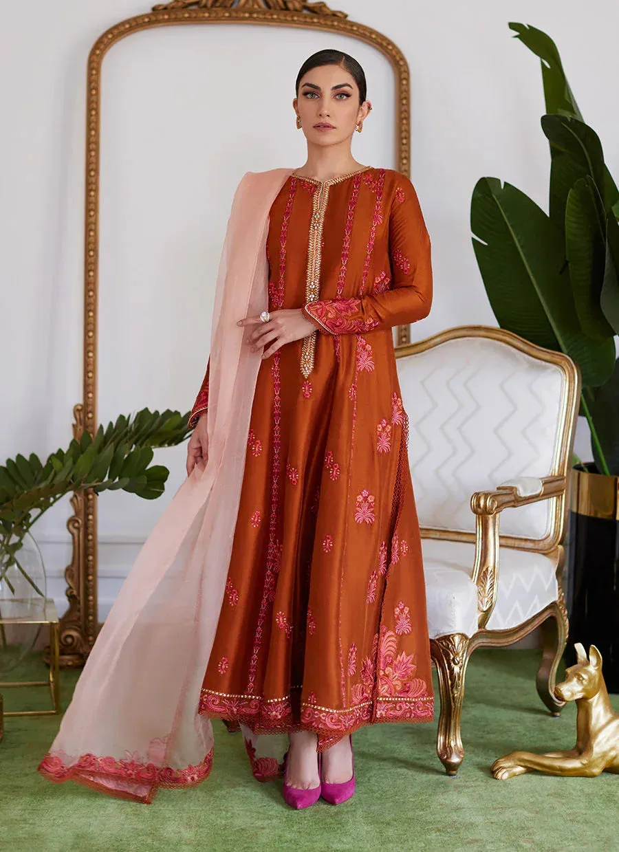 Farah Talib Aziz Luna Eid Collection 24 Pink Raw Silk – view 3 – Poshaq