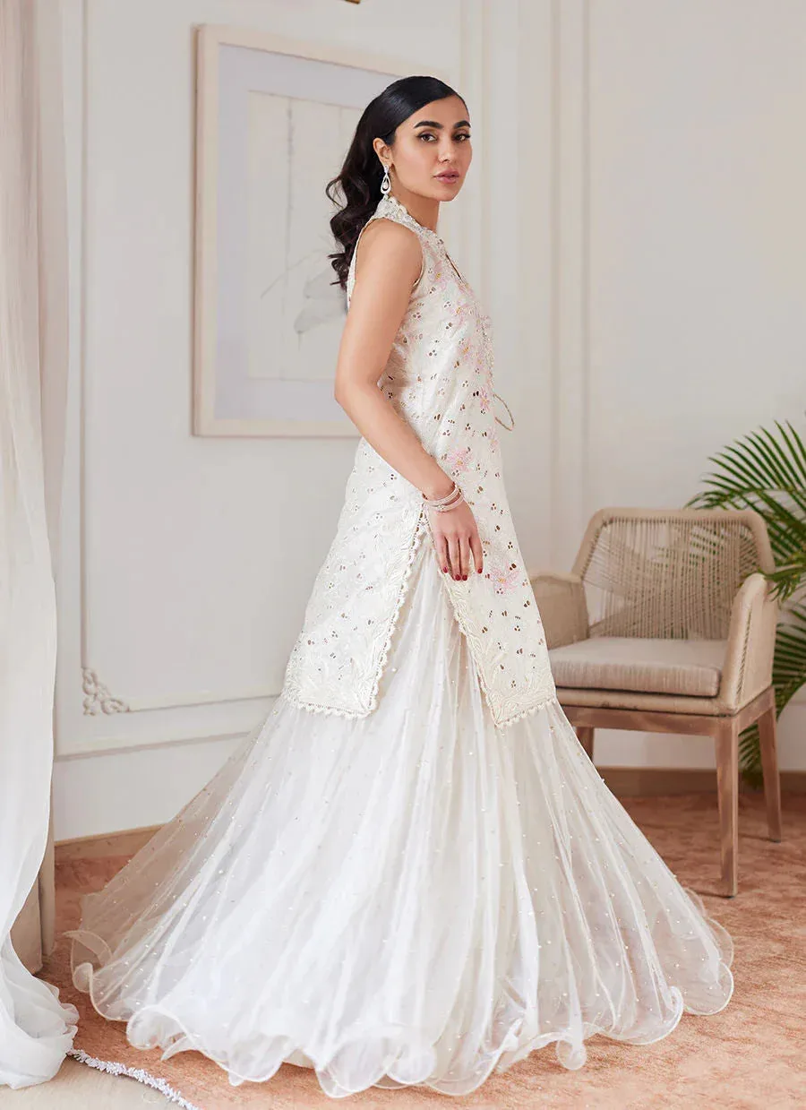 Farah Talib Aziz Luna Eid Collection 24 White Raw Silk – view 2 – Poshaq