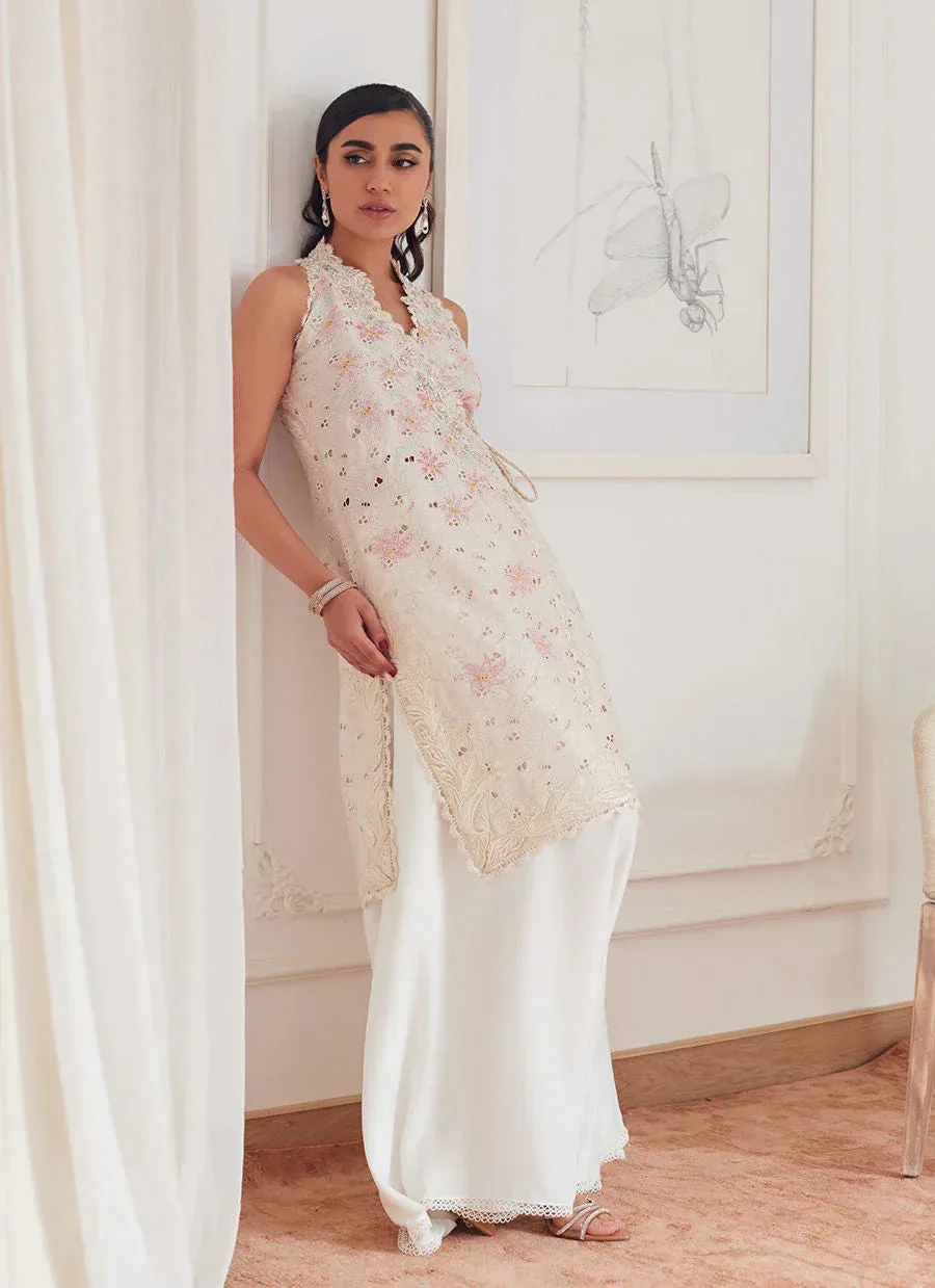 Farah Talib Aziz Luna Eid Collection 24 White Raw Silk – view 4 – Poshaq