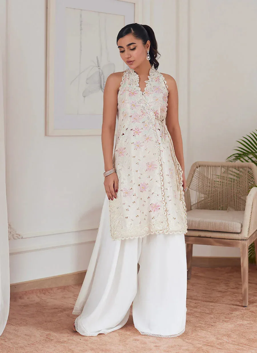 Farah Talib Aziz Luna Eid Collection 24 White Raw Silk – view 5 – Poshaq