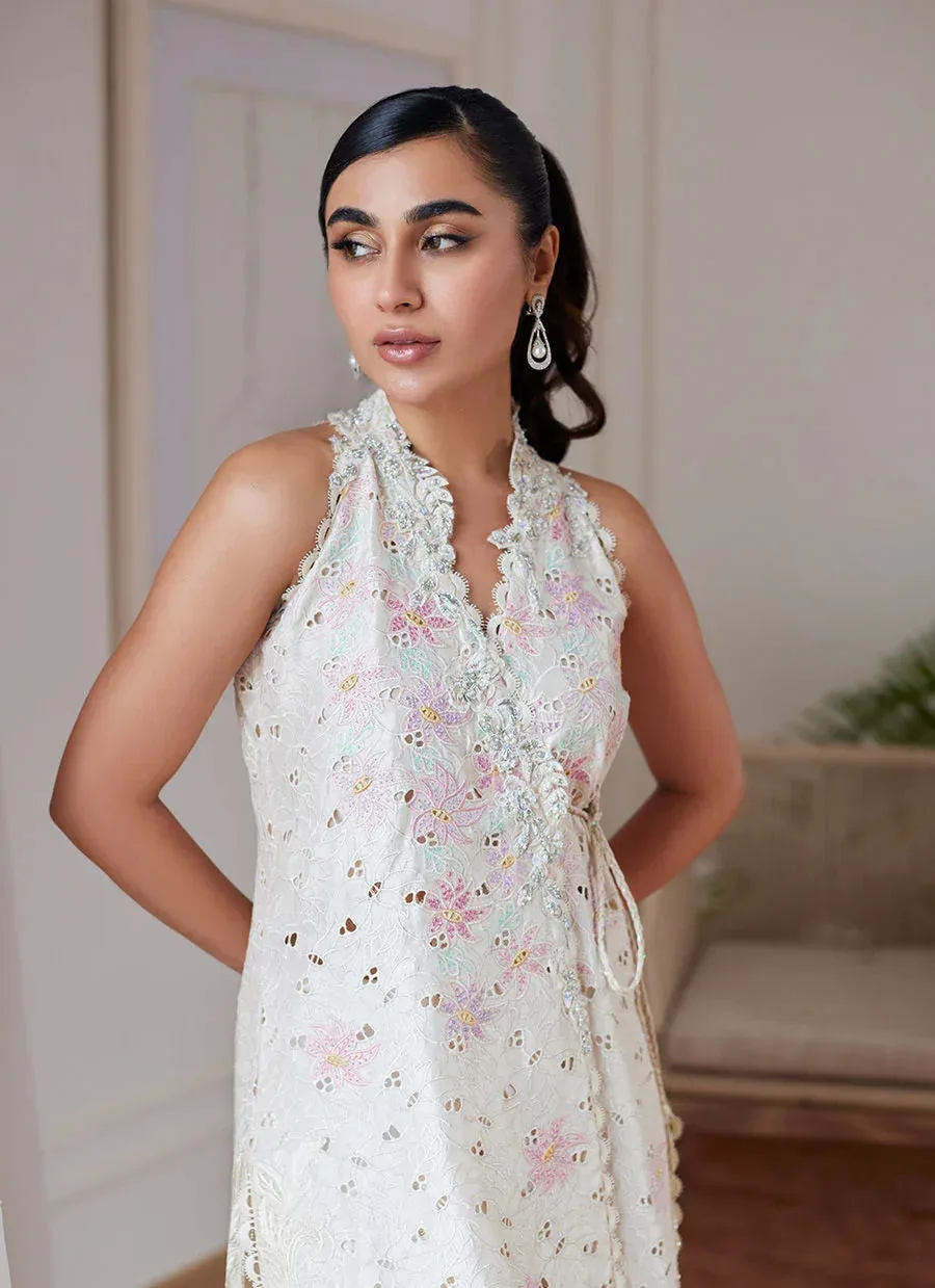 Farah Talib Aziz Luna Eid Collection 24 White Raw Silk – view 6 – Poshaq