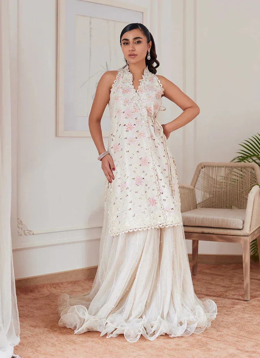 Farah Talib Aziz Luna Eid Collection 24 White Raw Silk – view 7 – Poshaq