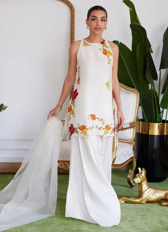 Farah Talib Aziz Luna Eid Collection 24 Ivory Raw Silk – view 1 – Poshaq