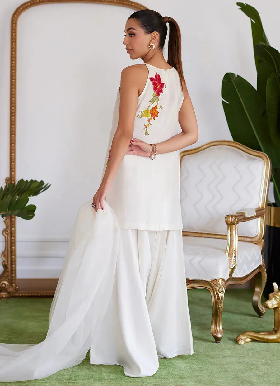 Farah Talib Aziz Luna Eid Collection 24 Ivory Raw Silk – view 2 – Poshaq