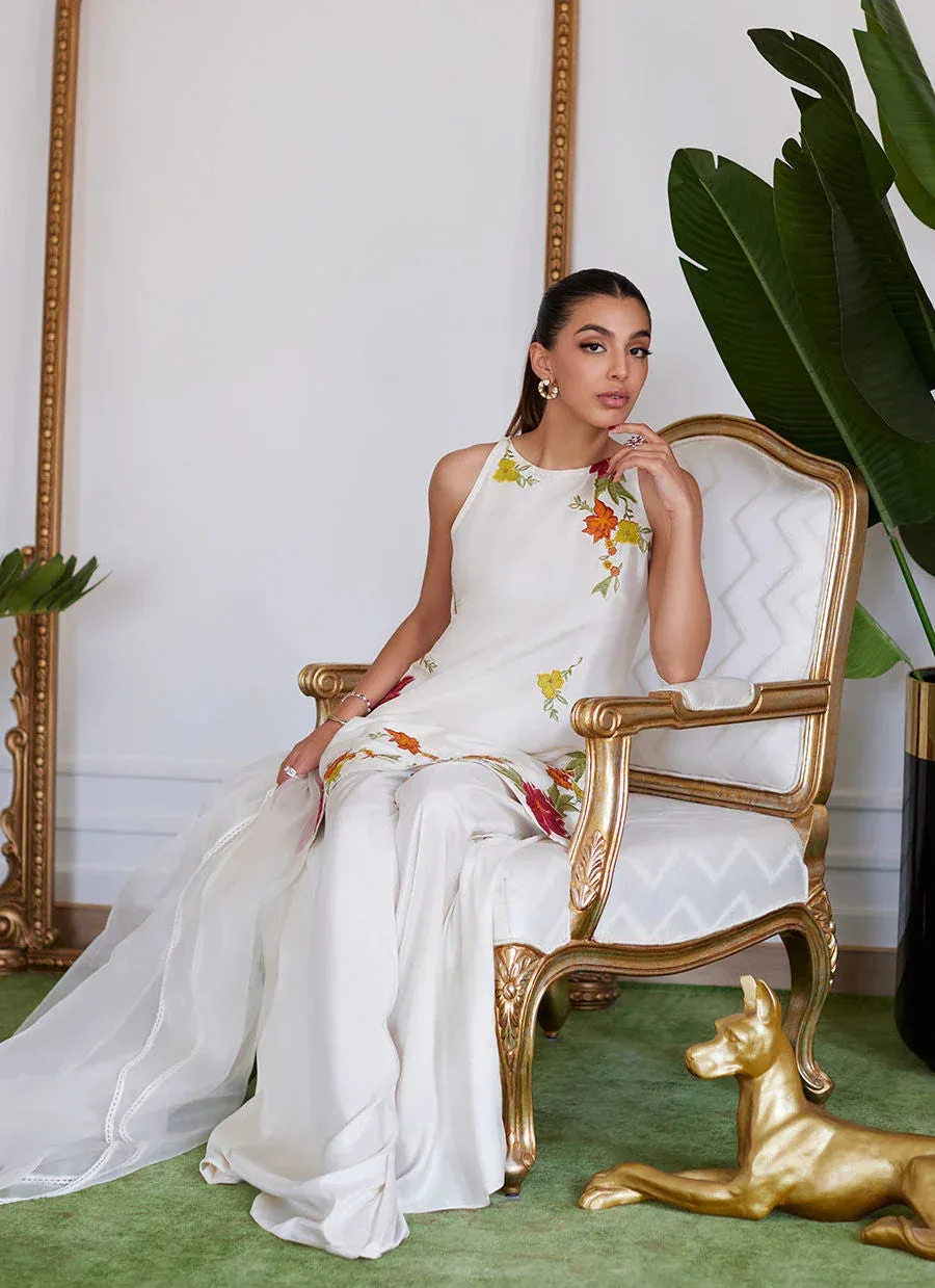 Farah Talib Aziz Luna Eid Collection 24 Ivory Raw Silk – view 3 – Poshaq