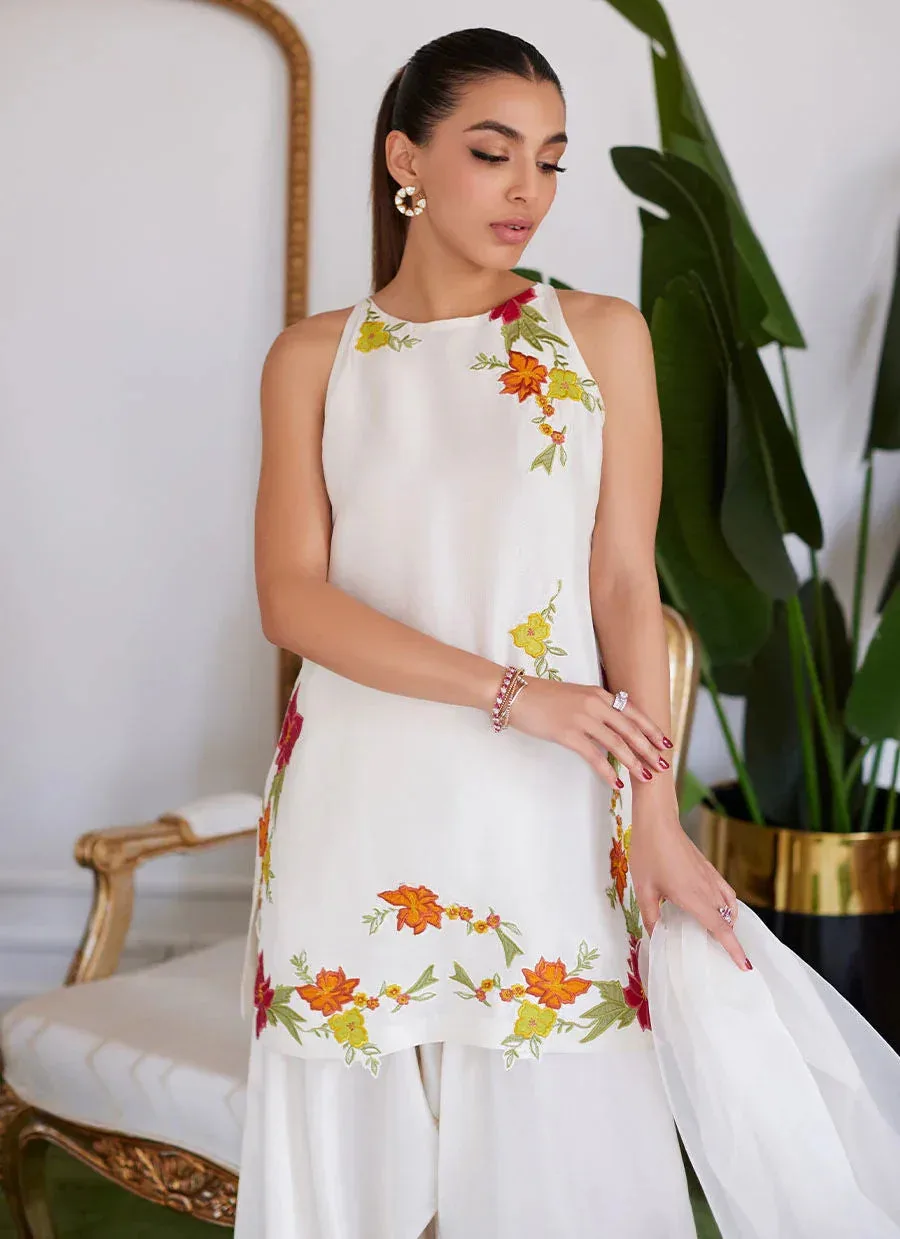 Farah Talib Aziz Luna Eid Collection 24 Ivory Raw Silk – view 5 – Poshaq