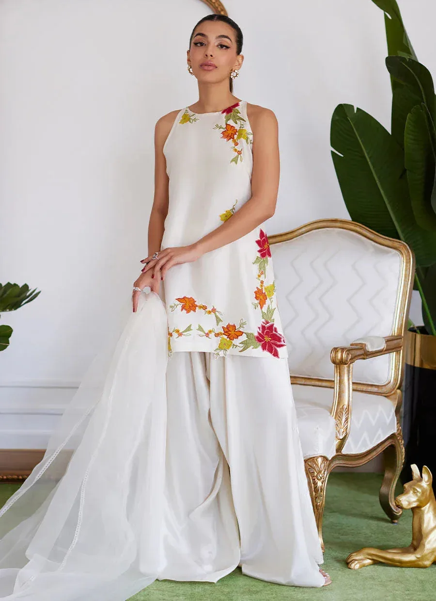 Farah Talib Aziz Luna Eid Collection 24 Ivory Raw Silk – view 6 – Poshaq