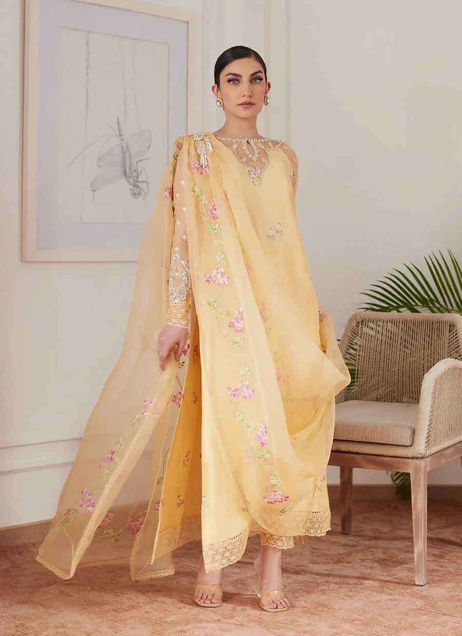 Farah Talib Aziz Luna Eid Collection 24 Yellow Raw Silk – view 1 – Poshaq