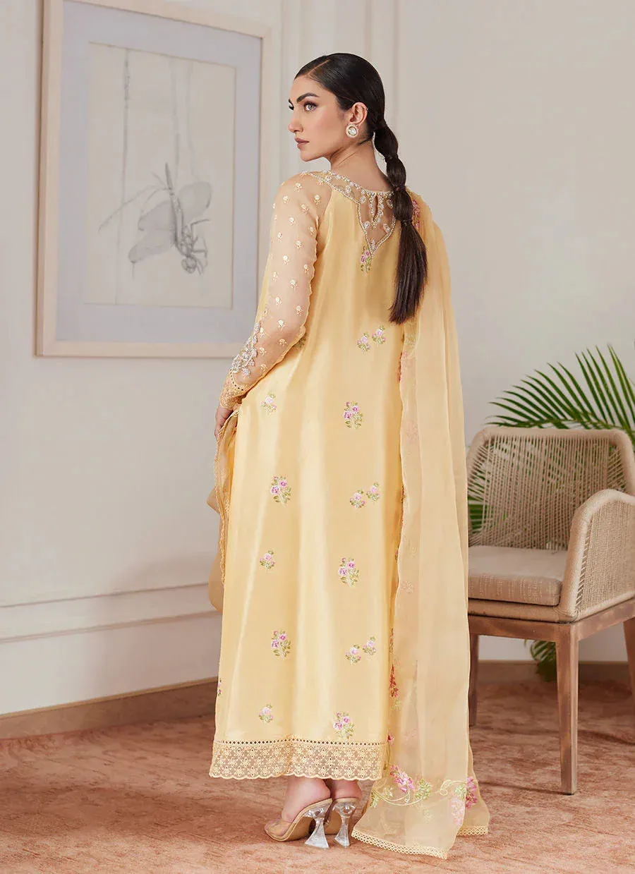 Farah Talib Aziz Luna Eid Collection 24 Yellow Raw Silk – view 2 – Poshaq