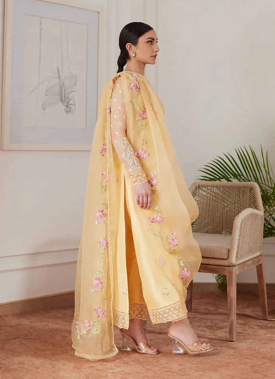 Farah Talib Aziz Luna Eid Collection 24 Yellow Raw Silk – view 4 – Poshaq