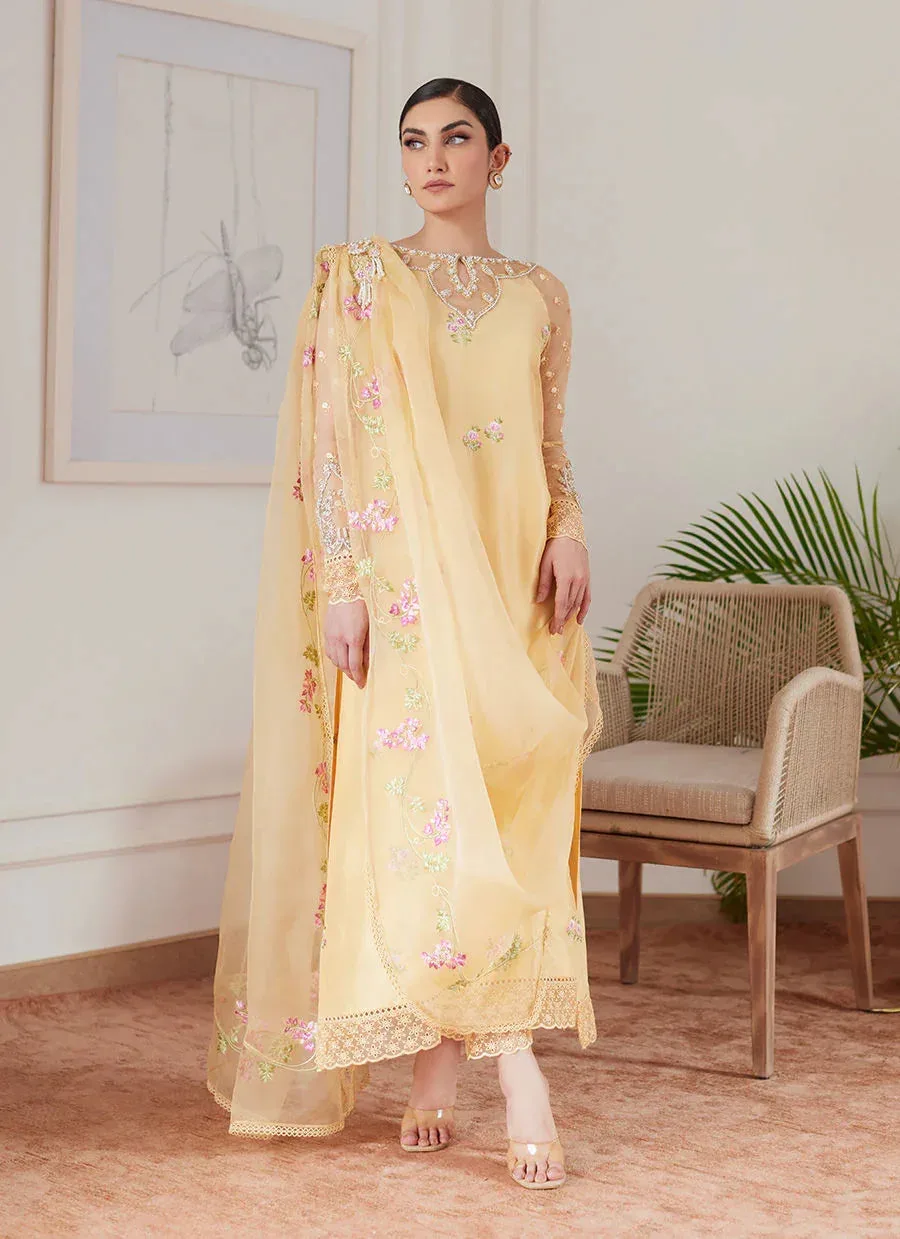 Farah Talib Aziz Luna Eid Collection 24 Yellow Raw Silk – view 5 – Poshaq