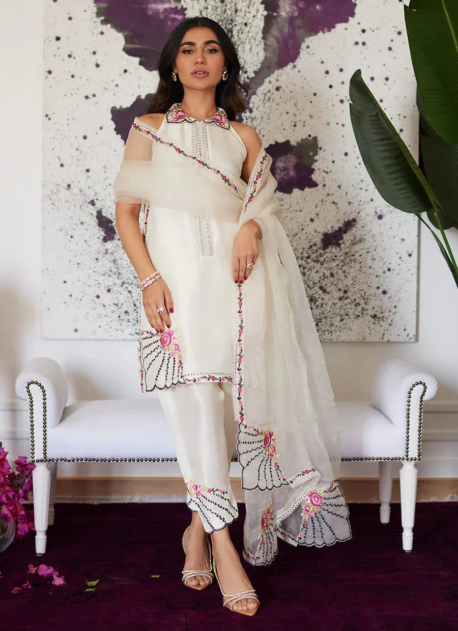 Farah Talib Aziz Luna Eid Collection 24 White Raw Silk – view 1 – Poshaq