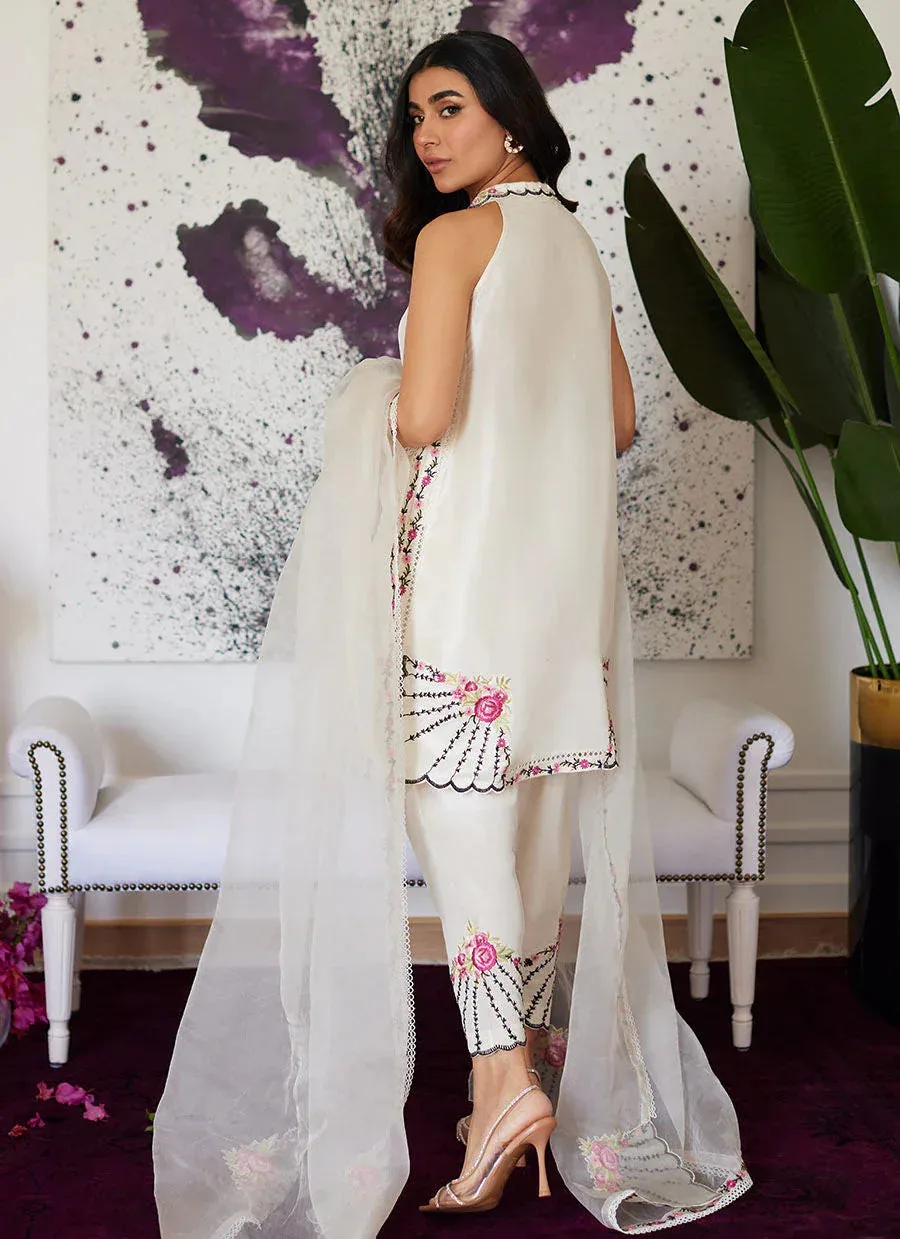Farah Talib Aziz Luna Eid Collection 24 White Raw Silk – view 2 – Poshaq
