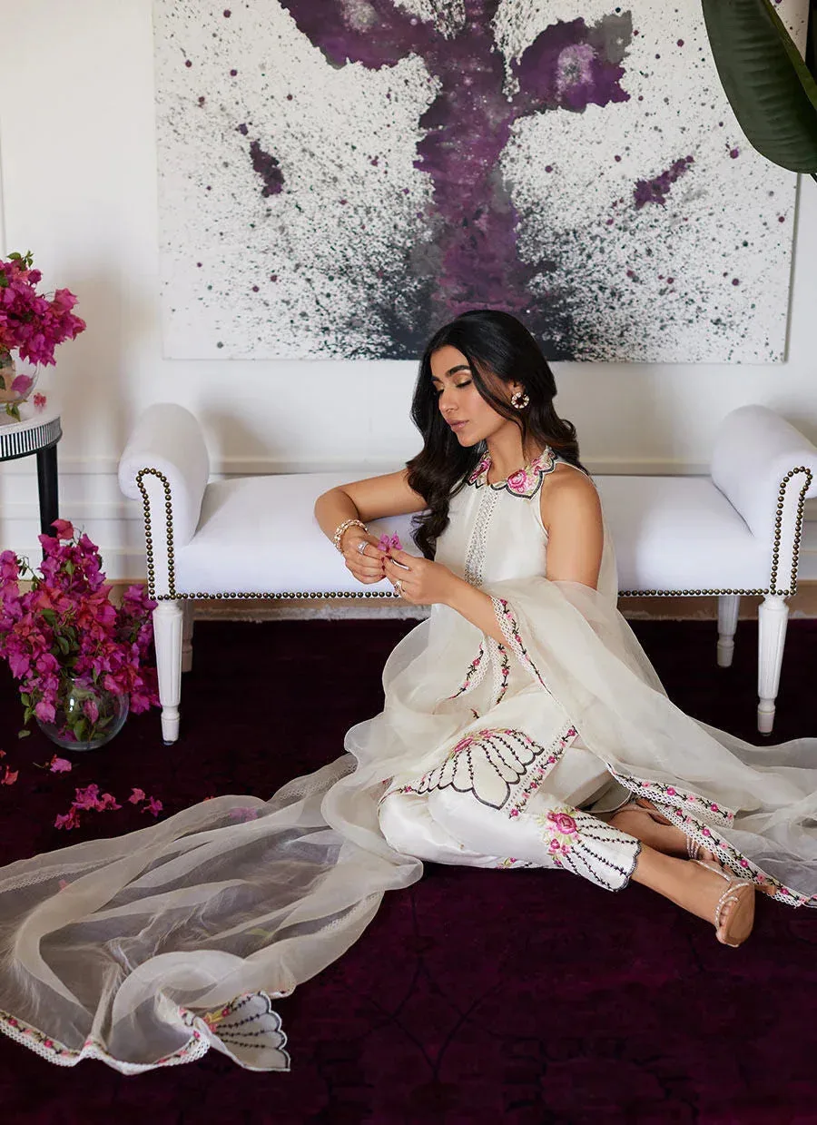Farah Talib Aziz Luna Eid Collection 24 White Raw Silk – view 3 – Poshaq