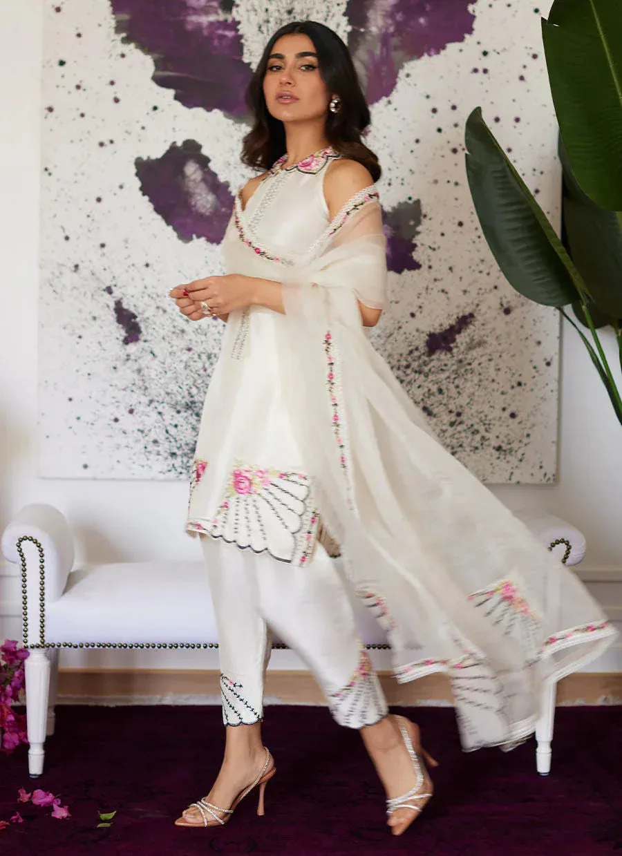 Farah Talib Aziz Luna Eid Collection 24 White Raw Silk – view 5 – Poshaq