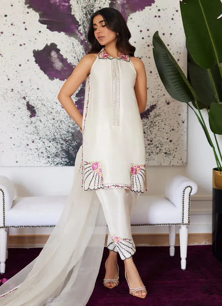 Farah Talib Aziz Luna Eid Collection 24 White Raw Silk – view 6 – Poshaq