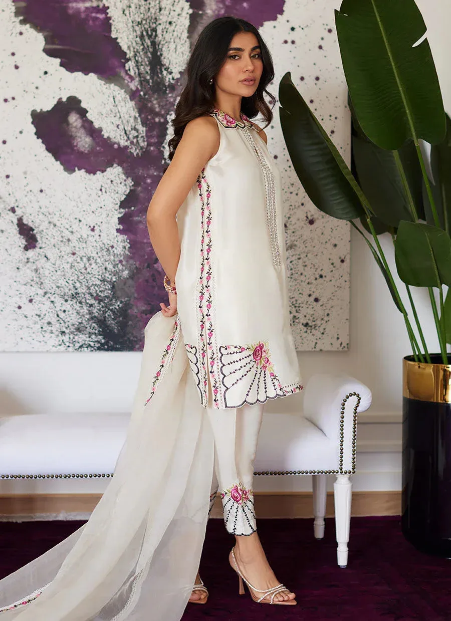 Farah Talib Aziz Luna Eid Collection 24 White Raw Silk – view 7 – Poshaq
