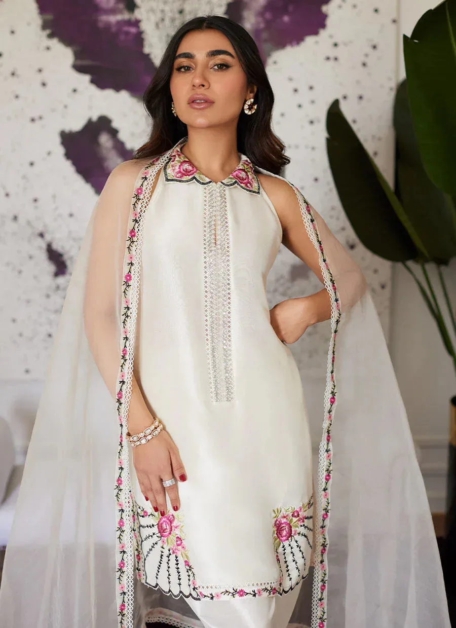 Farah Talib Aziz Luna Eid Collection 24 White Raw Silk – view 8 – Poshaq