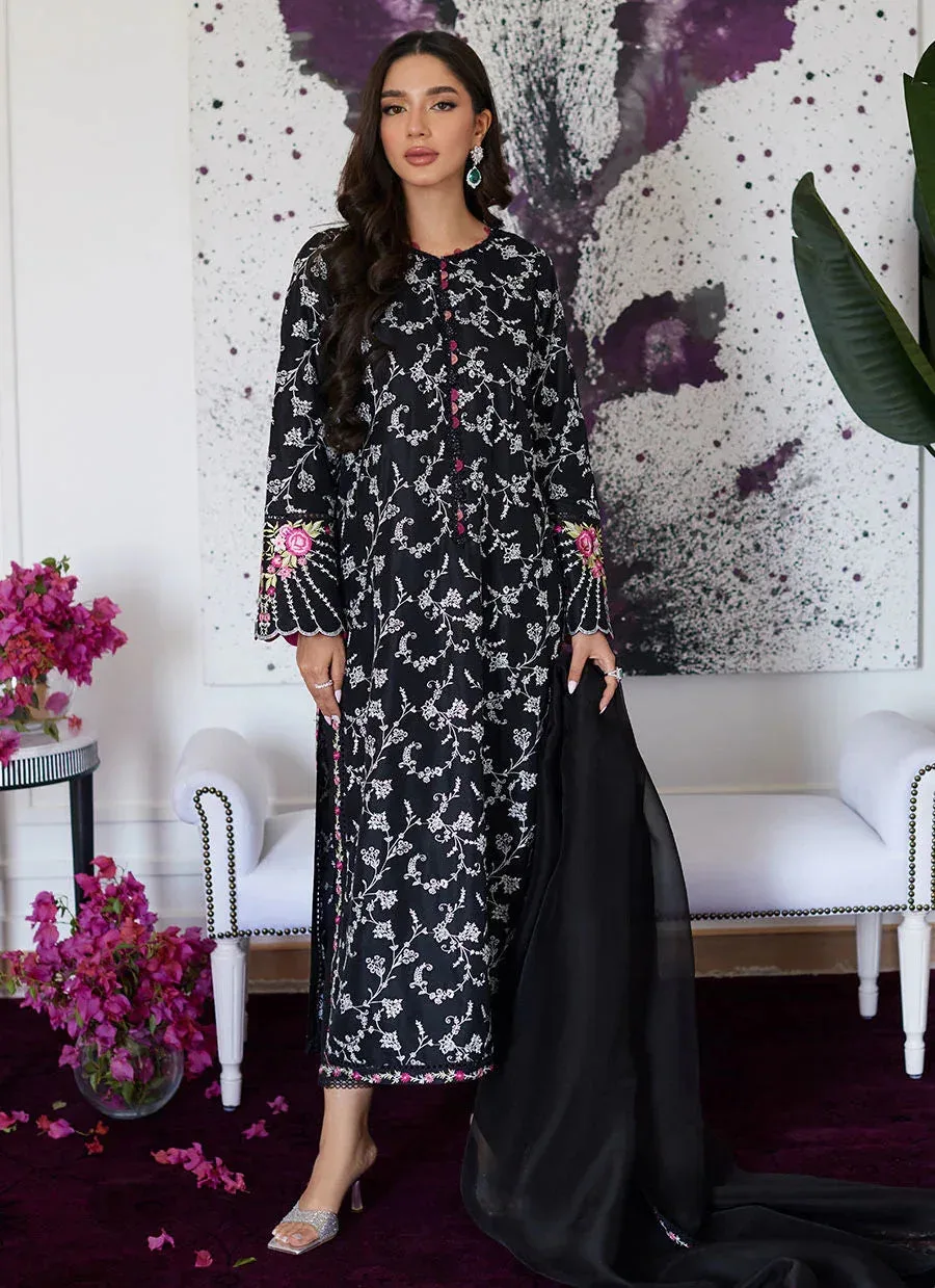 Farah Talib Aziz Luna Eid Collection 24 Black Raw Silk – view 1 – Poshaq