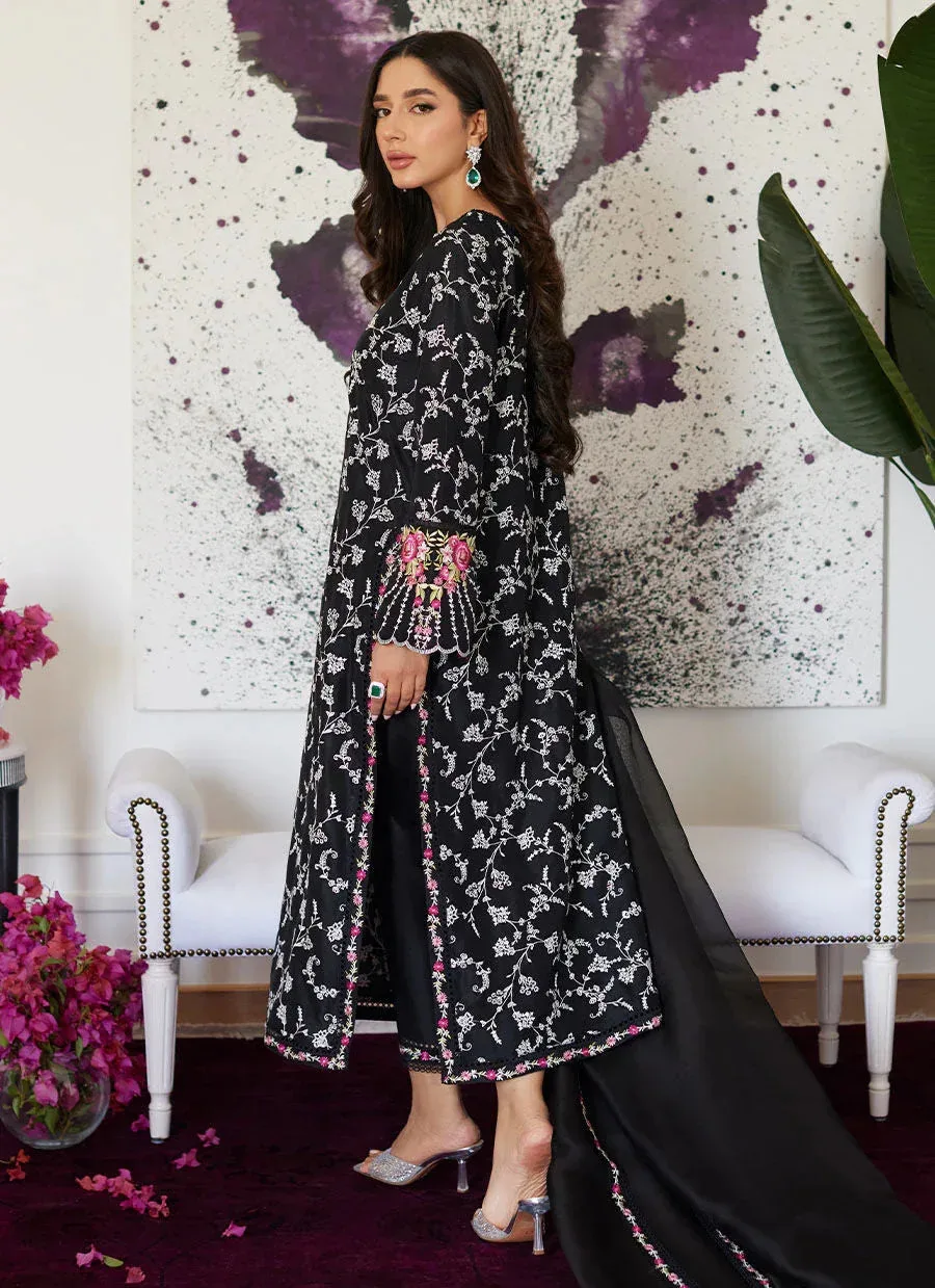 Farah Talib Aziz Luna Eid Collection 24 Black Raw Silk – view 2 – Poshaq